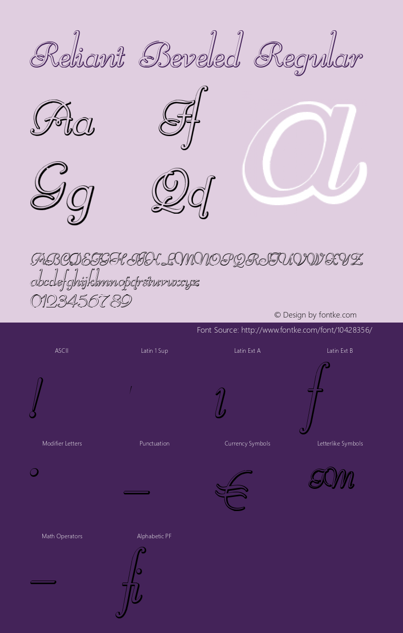 Reliant Beveled Regular Version 1.000 2012 initial release Font Sample