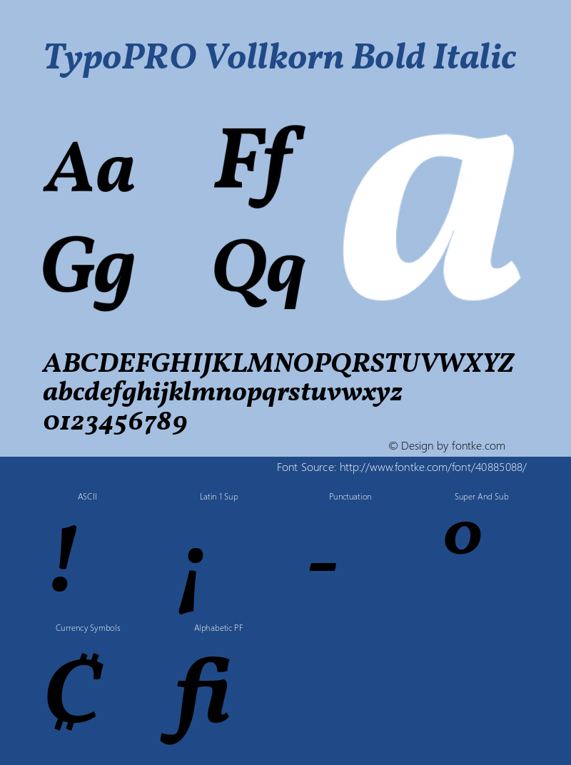 TypoPRO Vollkorn Bold Italic Version 4.105 Font Sample