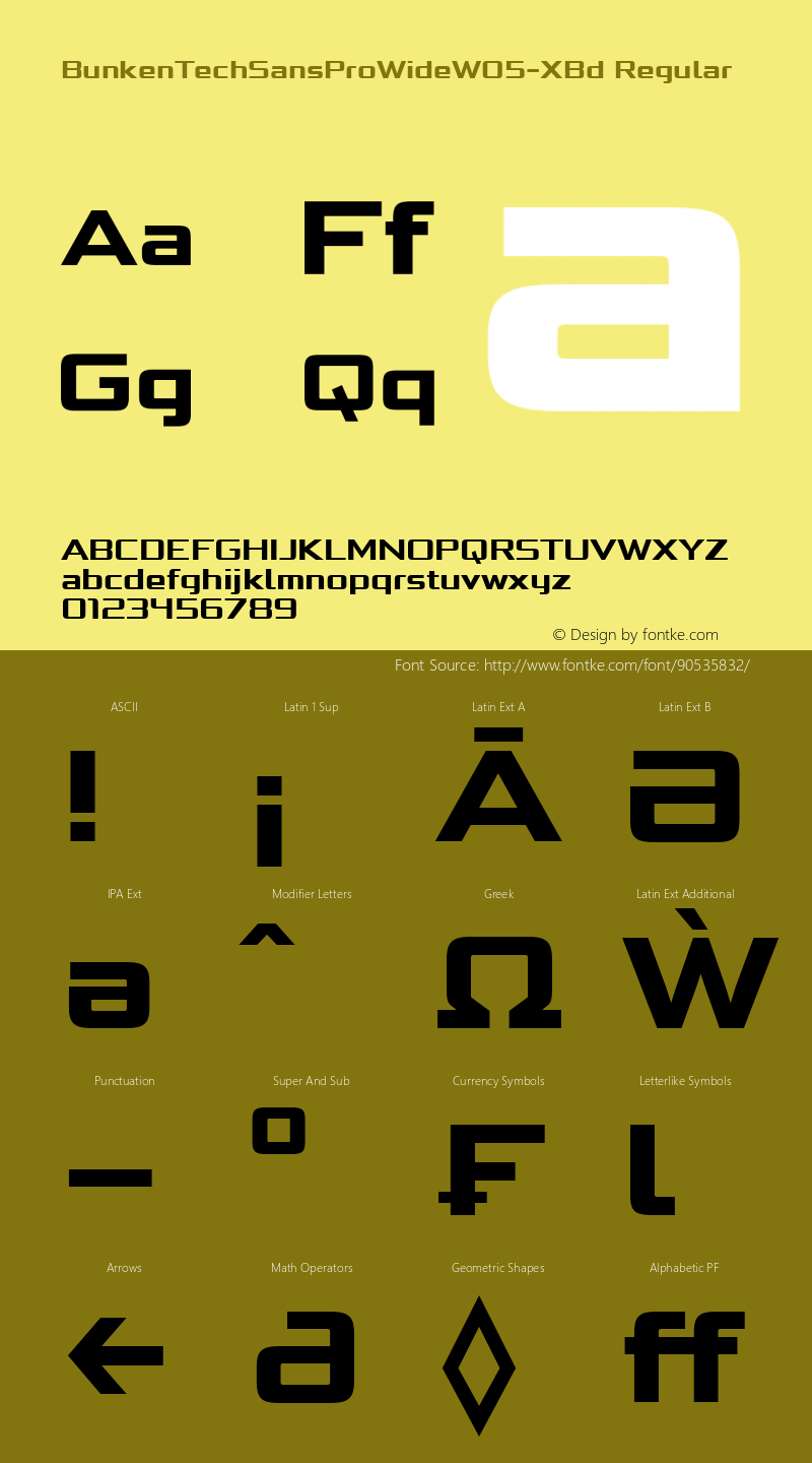 Bunken Tech Sans Pro WideW05XBd Version 1.33 Font Sample