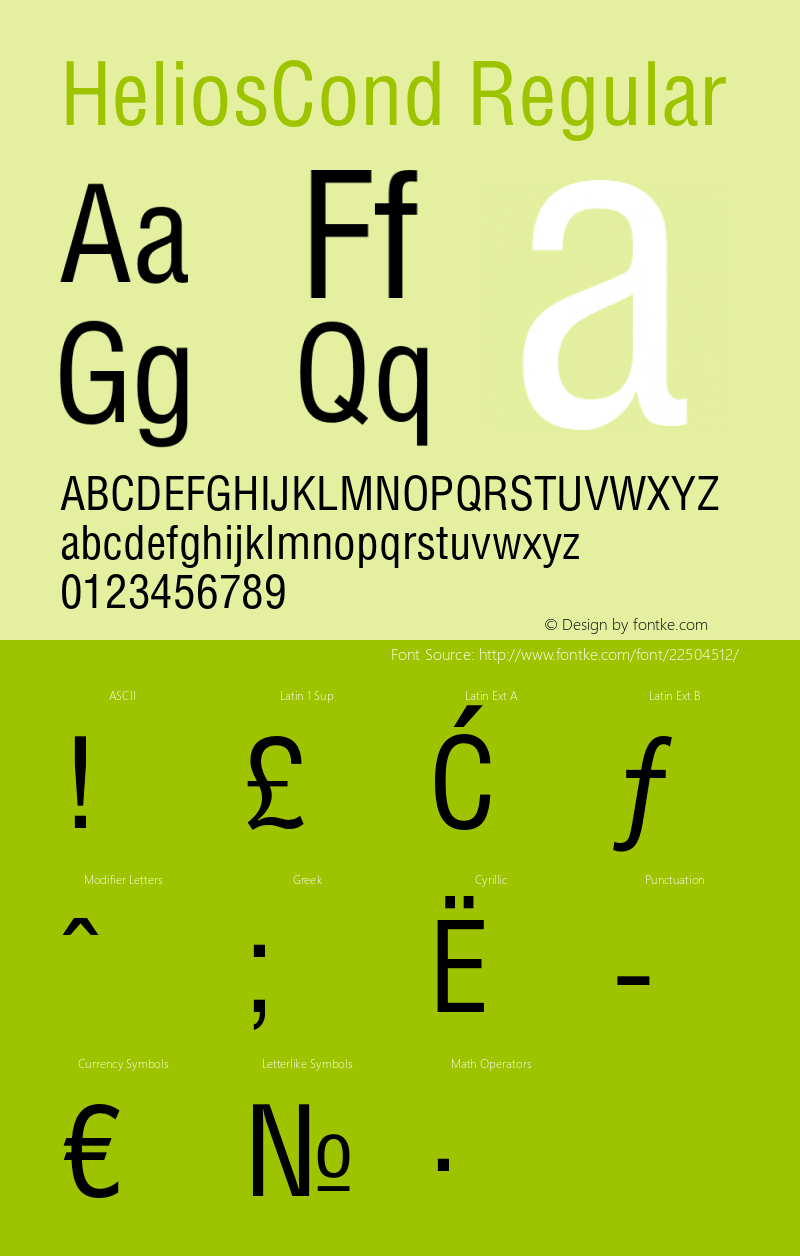 HeliosCond Version 2.001 2008 Font Sample