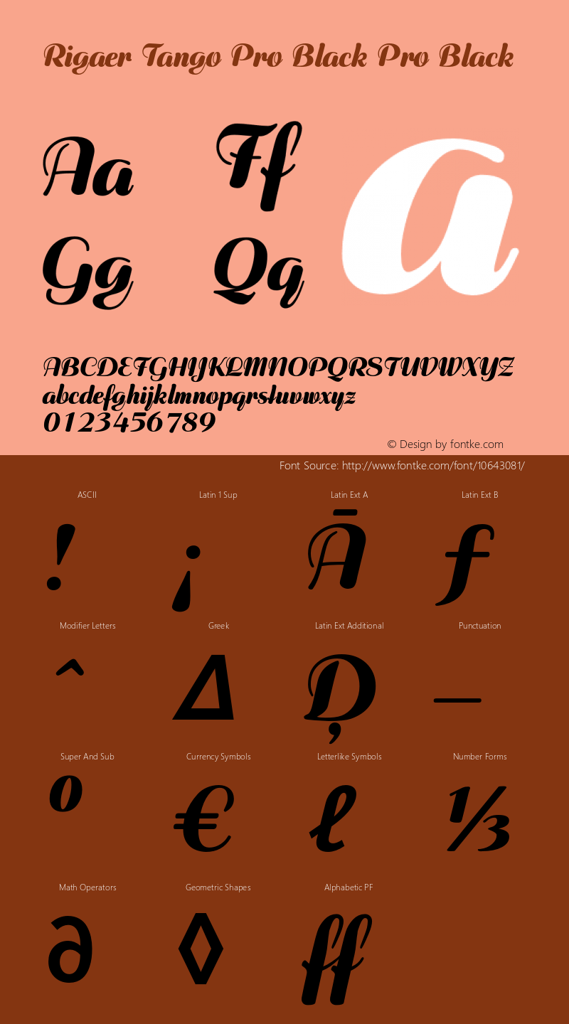 Rigaer Tango Pro Black Pro Black Version 1.001 Font Sample