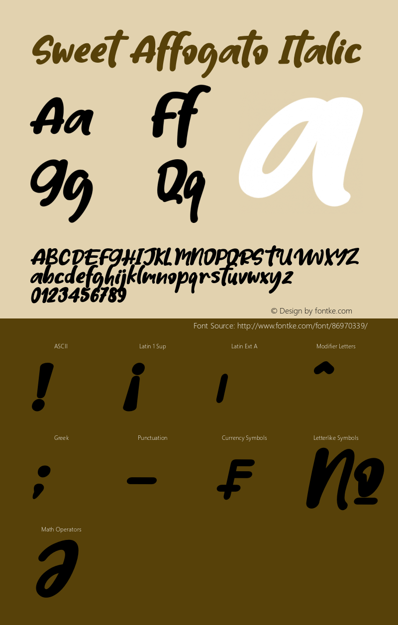 SweetAffogato-Italic Version 1.00;September 7, 2020;FontCreator 12.0.0.2567 64-bit Font Sample