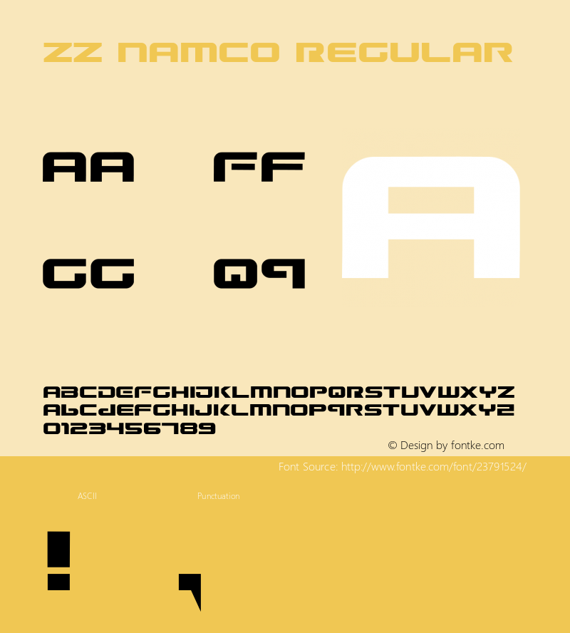 ZZ NAMCO 1 Font Sample