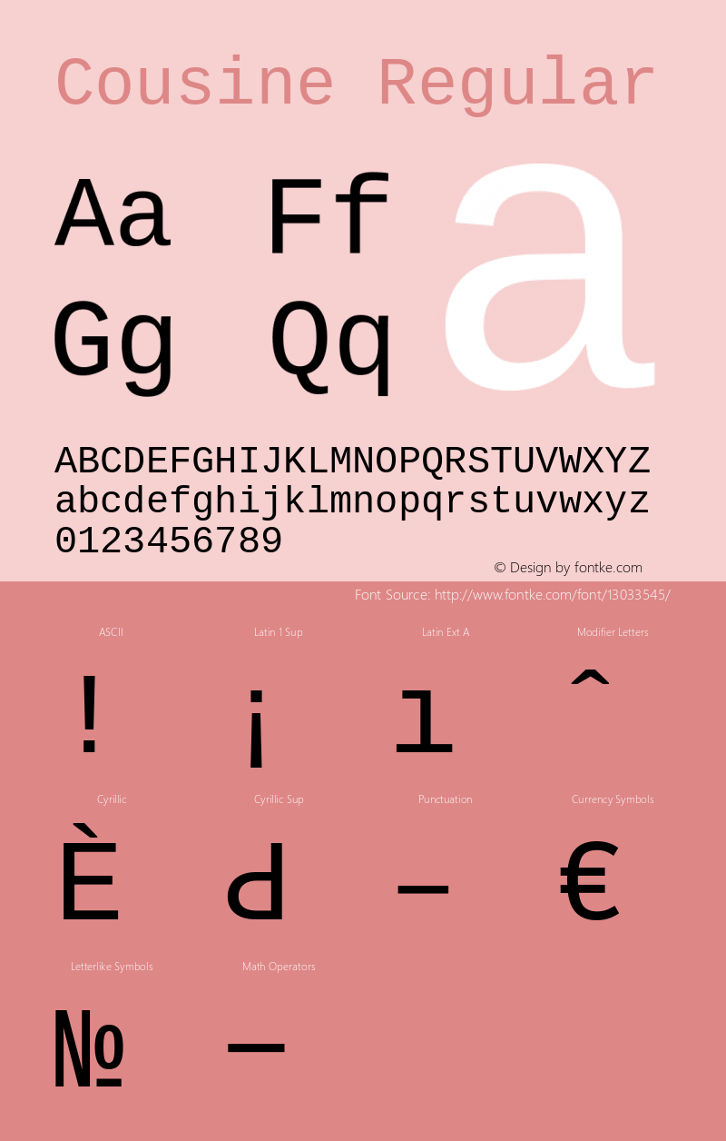 Cousine Regular Version 1.21 Font Sample