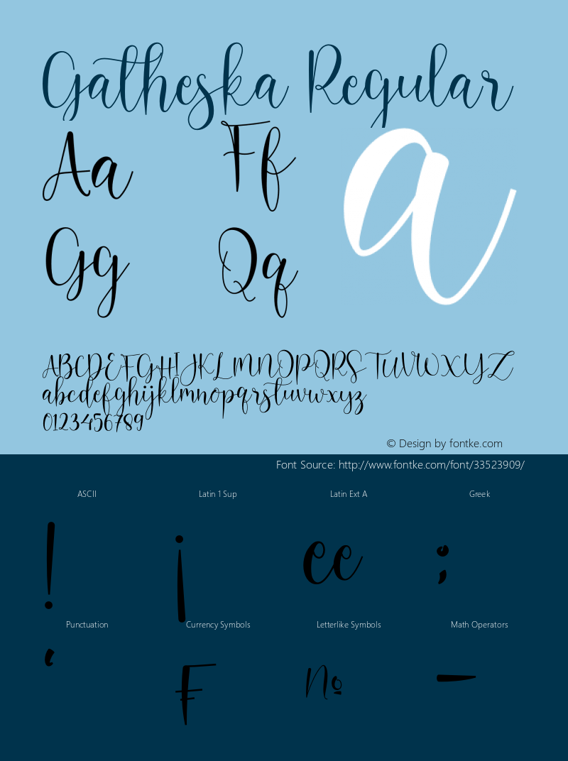 Gatheska Version 1.00;May 11, 2019;FontCreator 11.5.0.2430 64-bit Font Sample