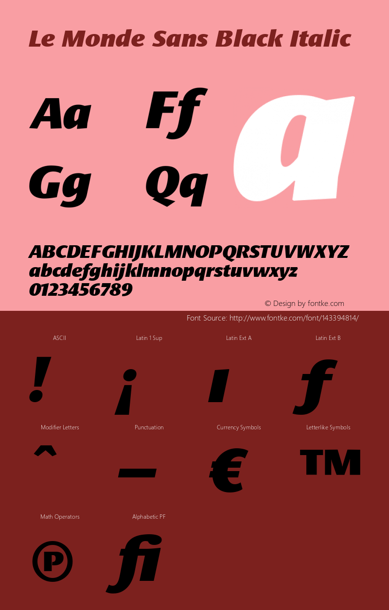 Le Monde Sans Black Italic 001.000 Font Sample