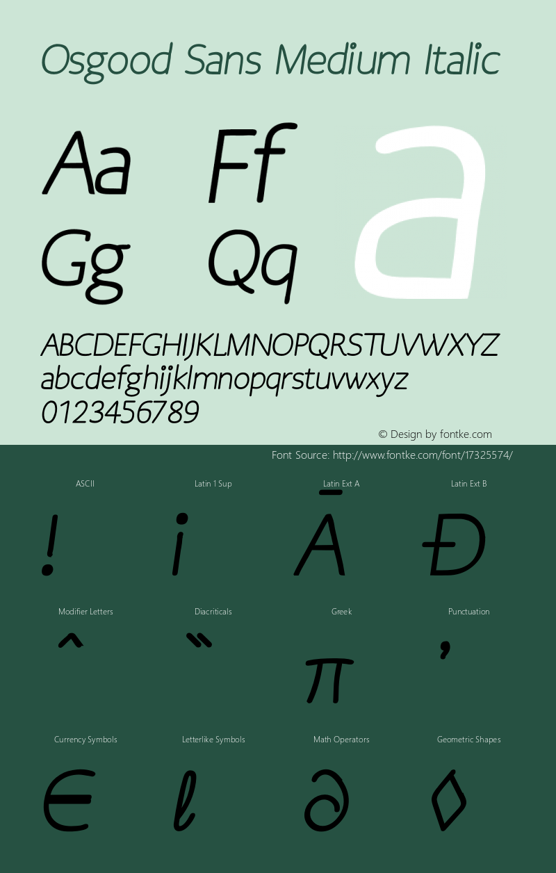 Osgood Sans Medium Italic Version 1.30 June 14, 2016 Font Sample