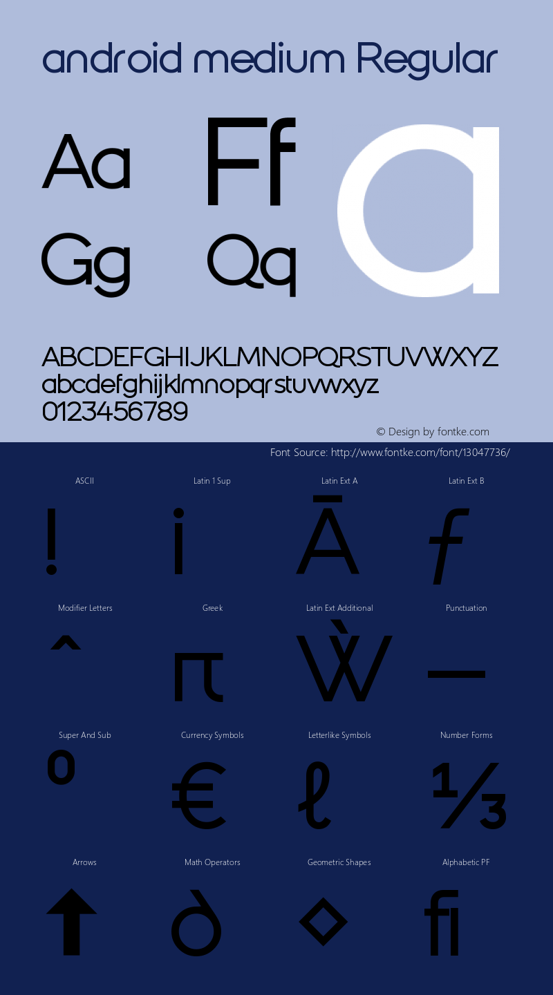 android medium Regular Version 1.003 November 6, 2014 Font Sample