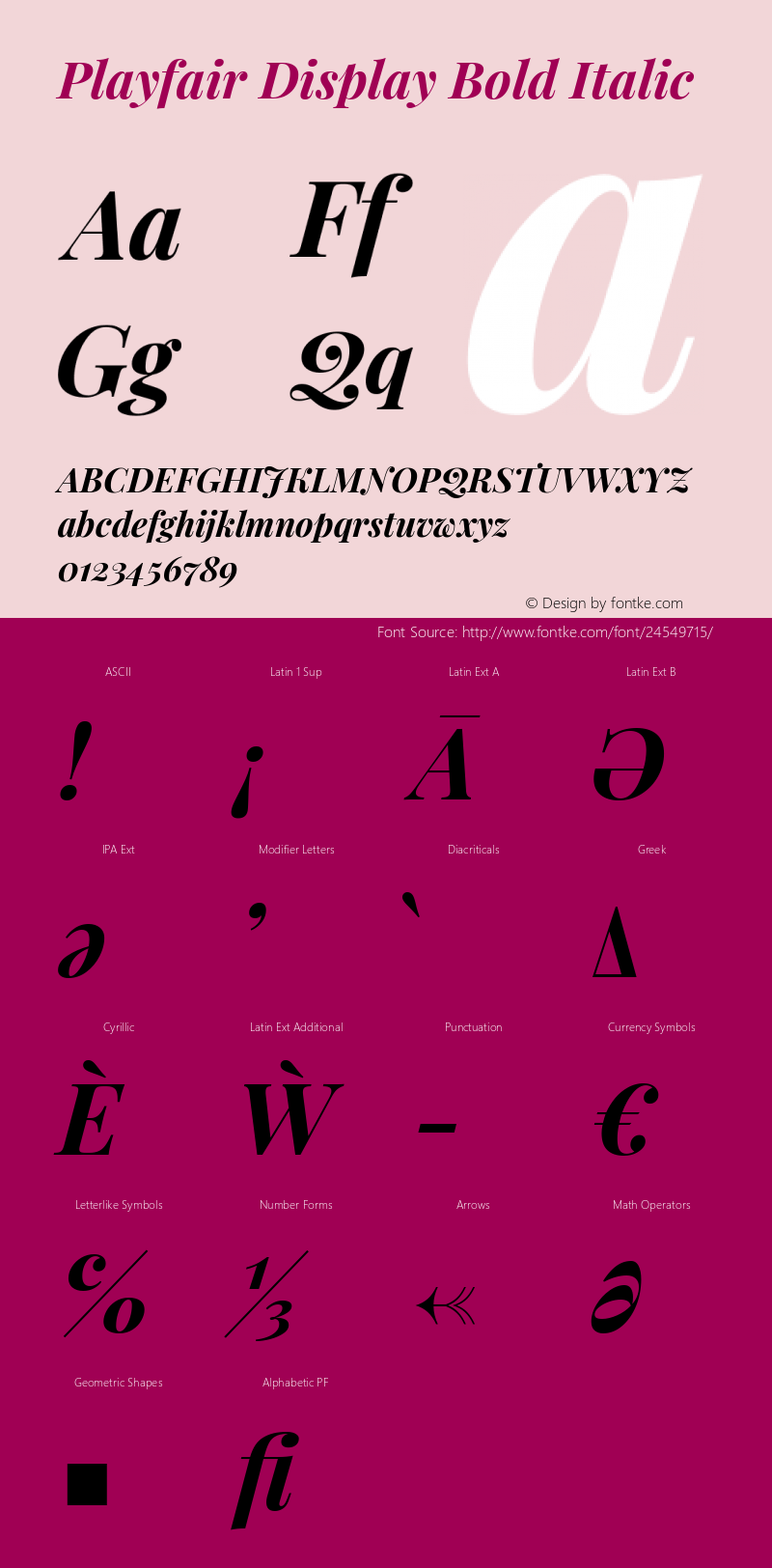 Playfair Display Bold Italic Version 1.201; ttfautohint (v1.6) Font Sample