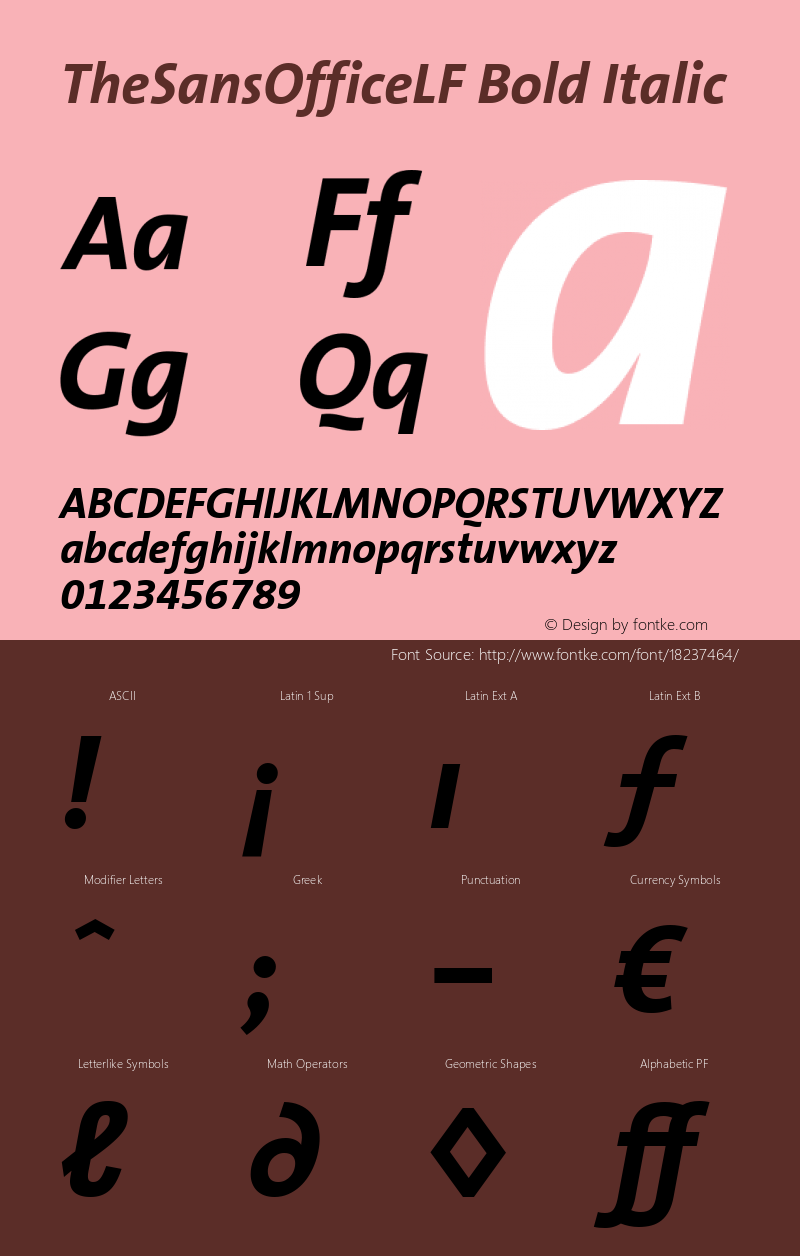 TheSansOfficeLF Bold Italic Version 1.080 Font Sample
