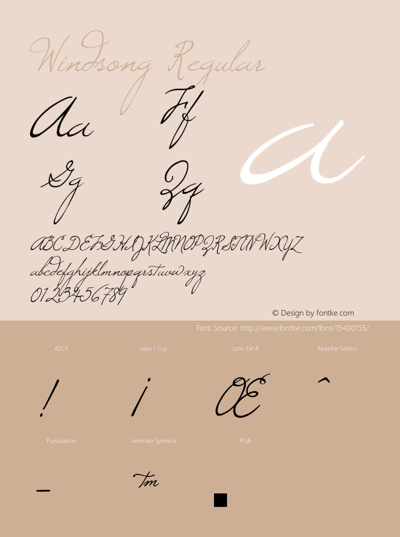 Windsong Regular Macromedia Fontographer 4.1 8/5/98 Font Sample