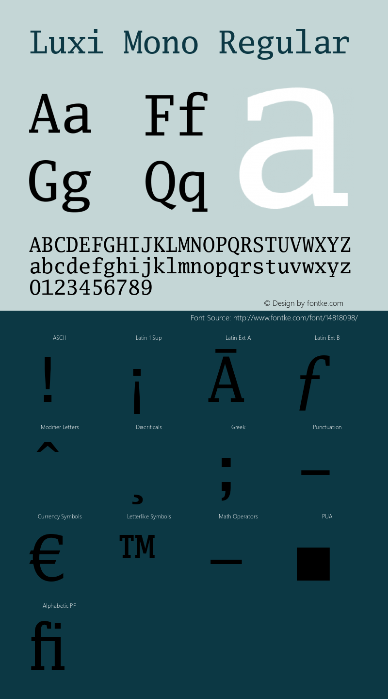 Luxi Mono Regular 1.2 : October 12, 2001 Font Sample