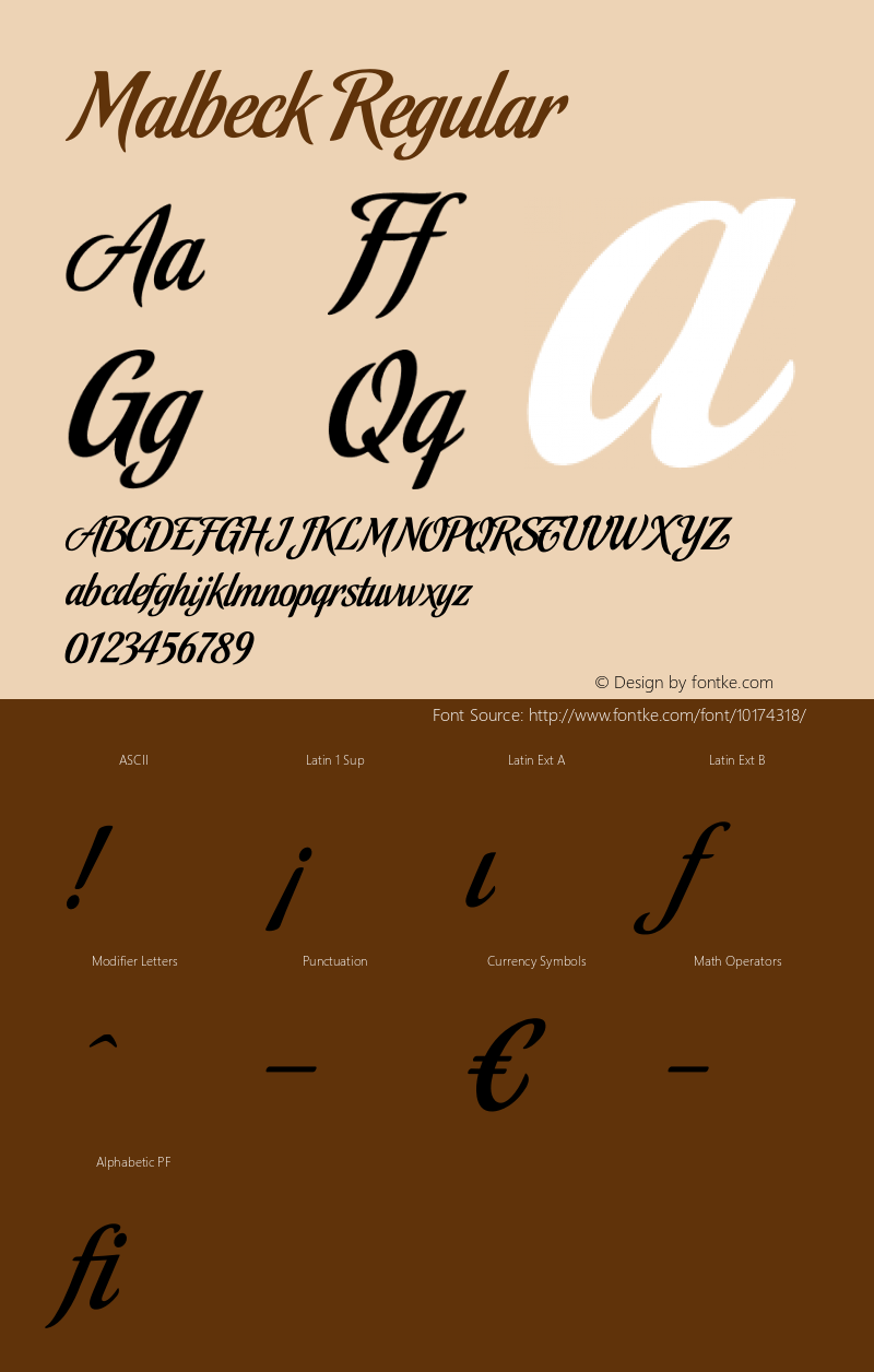 Malbeck Regular 002.000 Font Sample