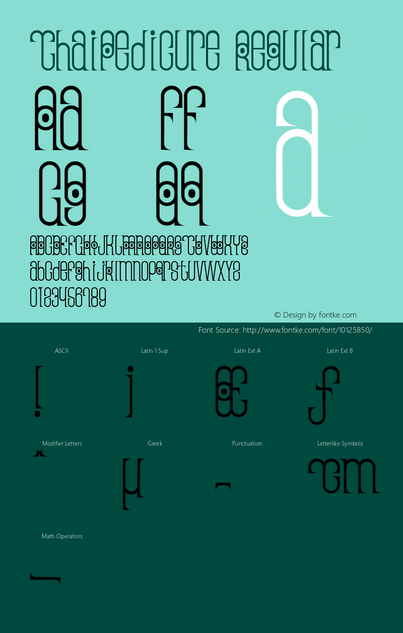 ThaiPedicure Regular Macromedia Fontographer 4.1.5 2/8/04 Font Sample