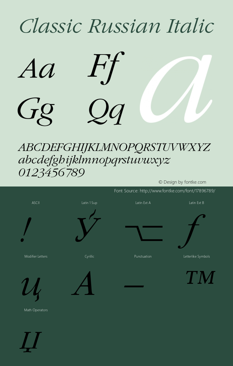 Classic Russian Italic 001.001 Font Sample