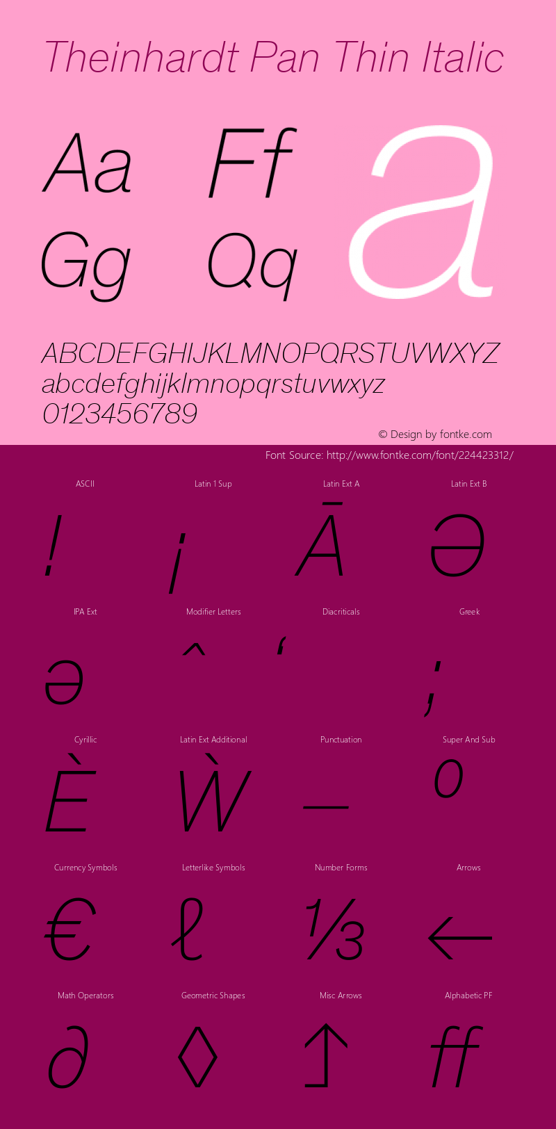 Theinhardt Pan Thin Italic Version 4.003; build 0008图片样张