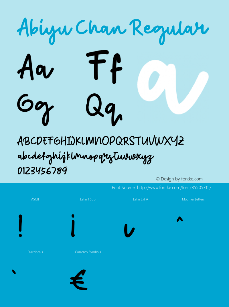 Abiyu Chan Version 1.00;September 5, 2020;FontCreator 12.0.0.2563 64-bit Font Sample