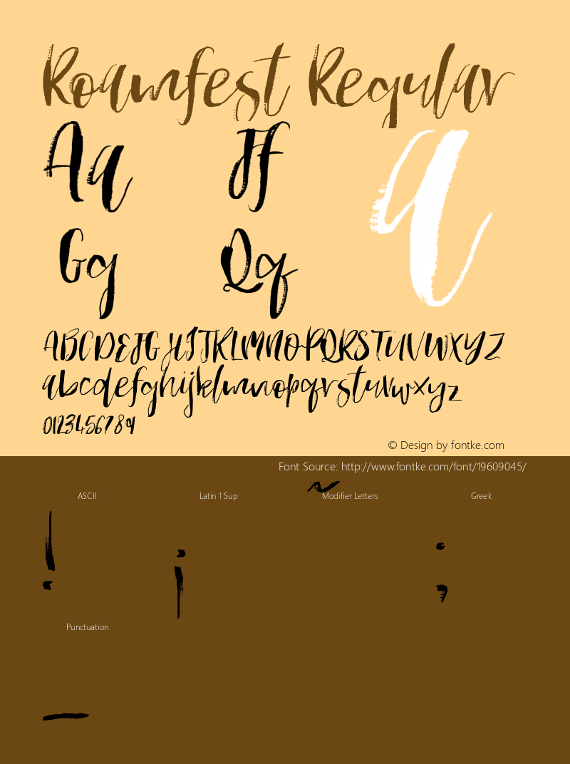 Roamfest Version 1.00 June 21, 2016, initial release Font Sample