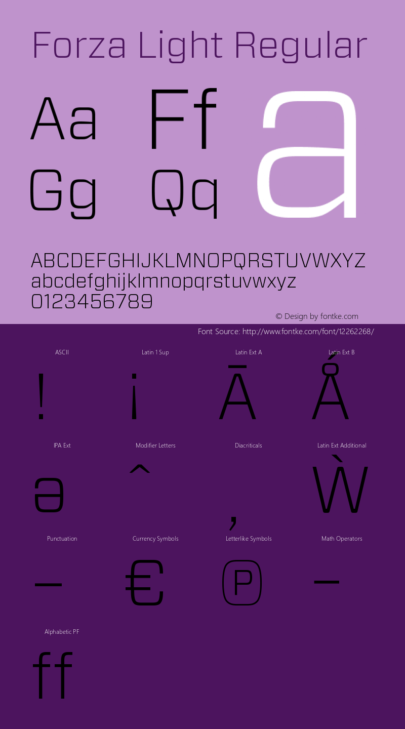 Forza Light Regular Version 1.200 Font Sample