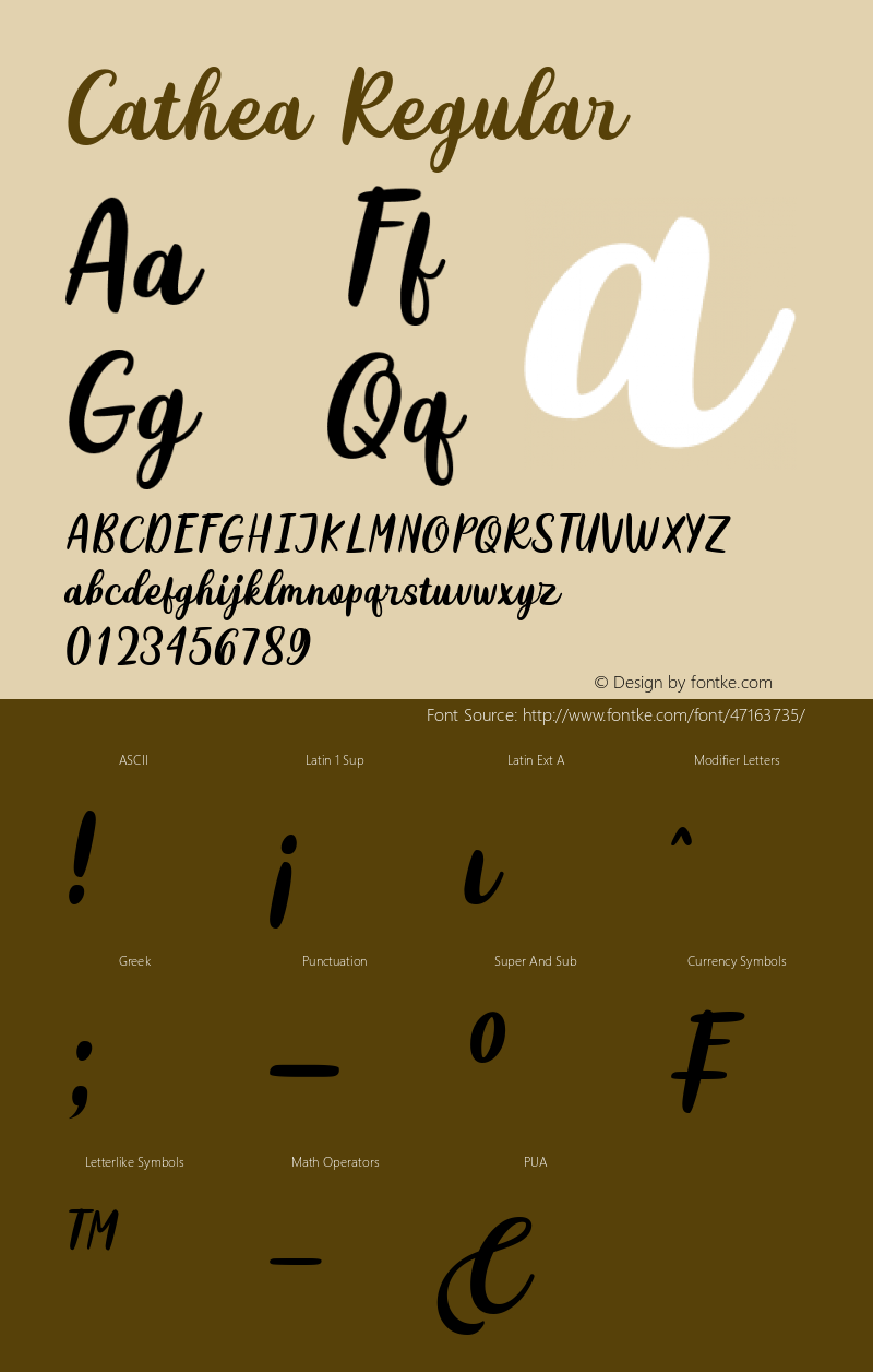 Cathea Version 1.00;November 25, 2019 Font Sample