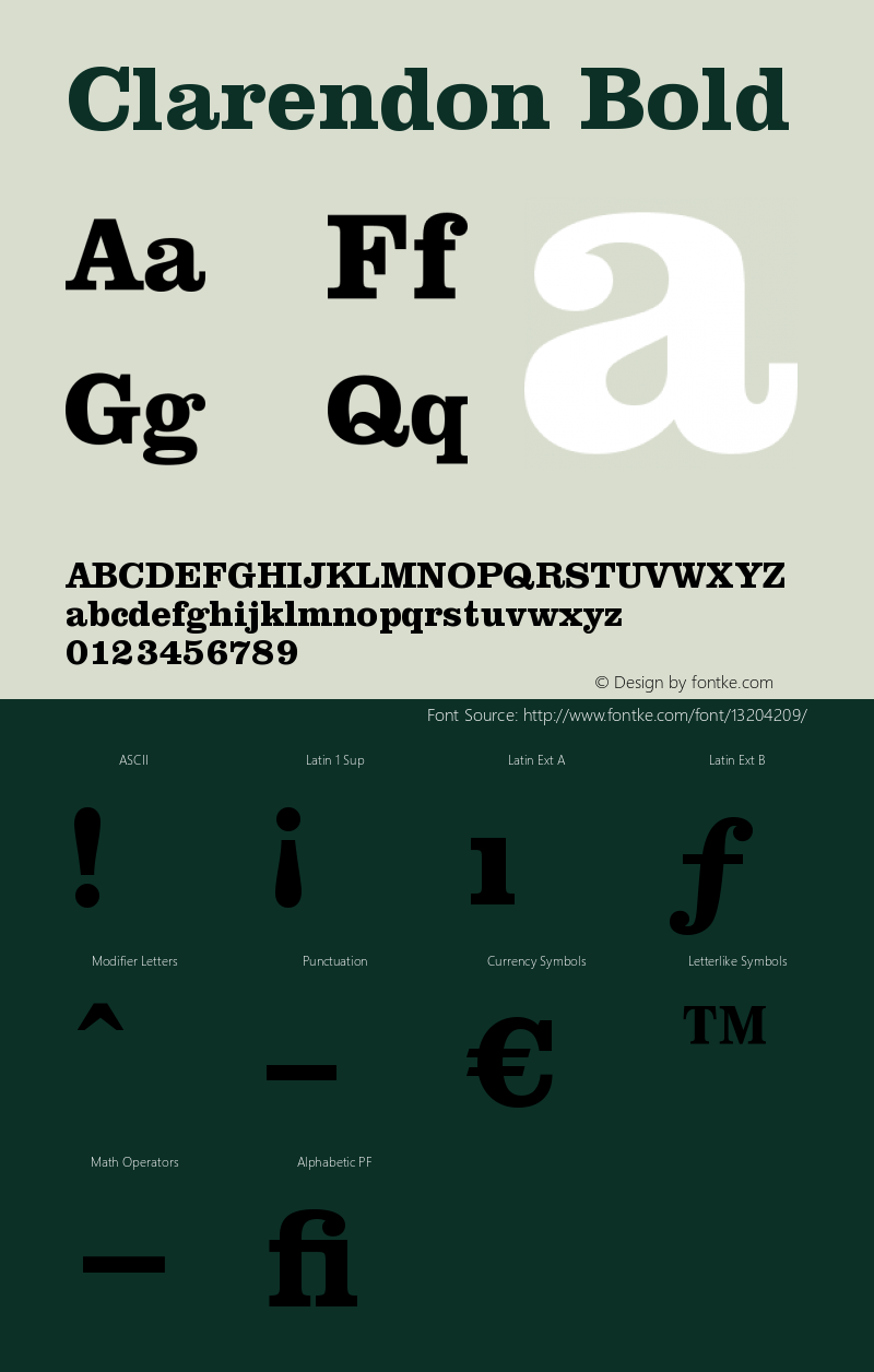 Clarendon Bold Version 003.001 Font Sample