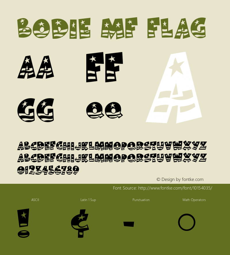 Bodie MF Flag Macromedia Fontographer 4.1.3 9/15/05 Font Sample