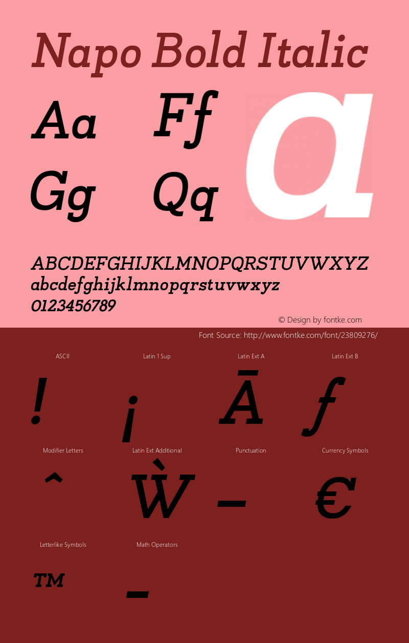 Napo Bold Italic Version 1.000 Font Sample