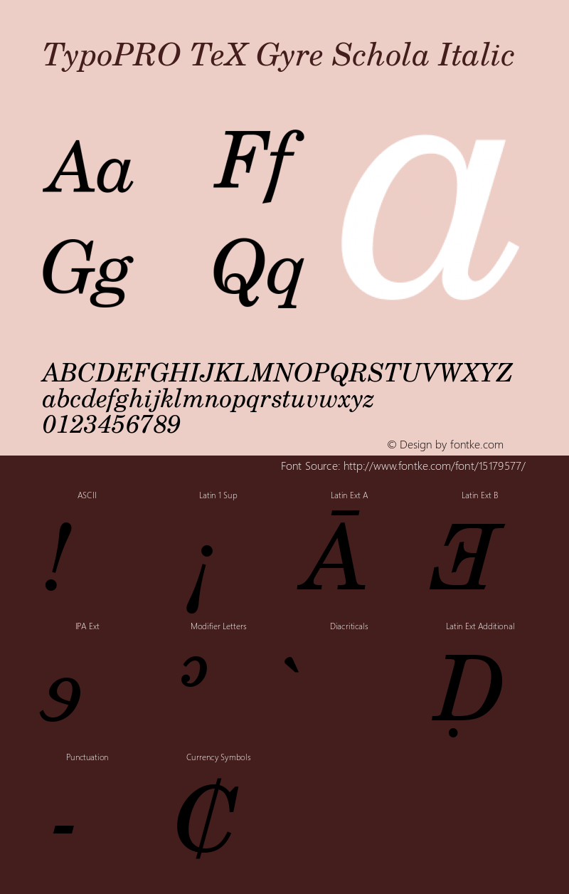 TypoPRO TeX Gyre Schola Italic Version 2.005;PS 2.005;hotconv 1.0.49;makeotf.lib2.0.14853 Font Sample