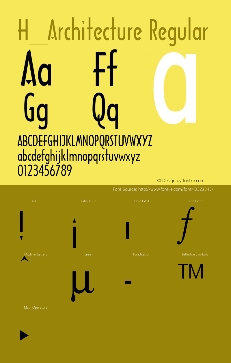 H_Architecture Regular 1000 Font Sample