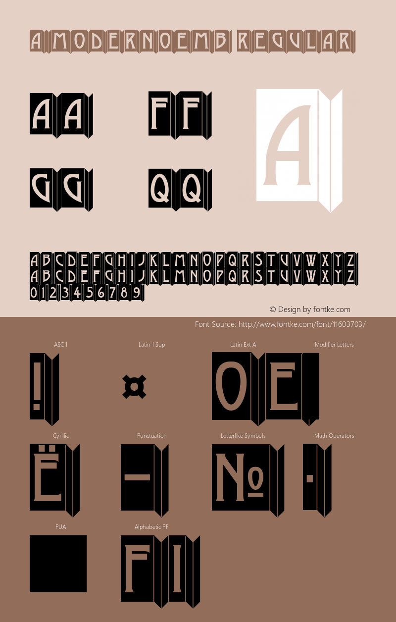 a_ModernoEmb Regular 01.02 Font Sample