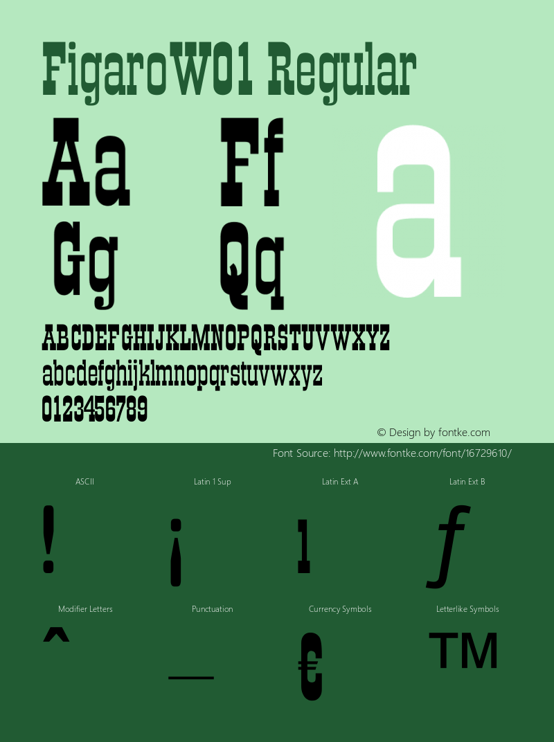 FigaroW01 Regular Version 2.02 Font Sample