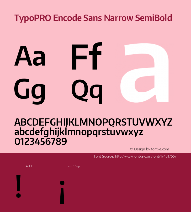 TypoPRO Encode Sans Narrow SemiBold Version 1.000; ttfautohint (v1.00) -l 8 -r 50 -G 200 -x 14 -D latn -f none -w G Font Sample