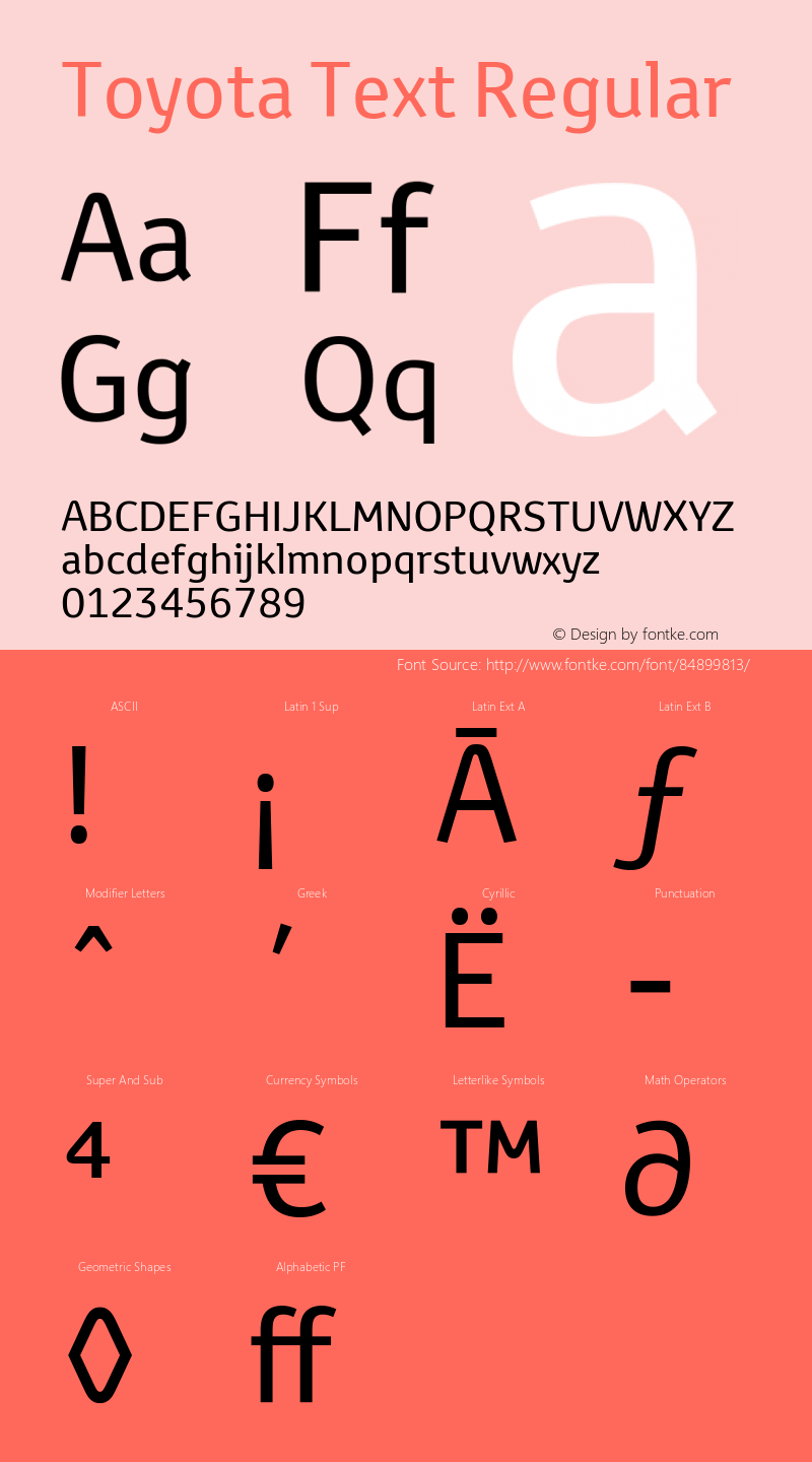 Toyota Text Regular Version 1.00 Font Sample