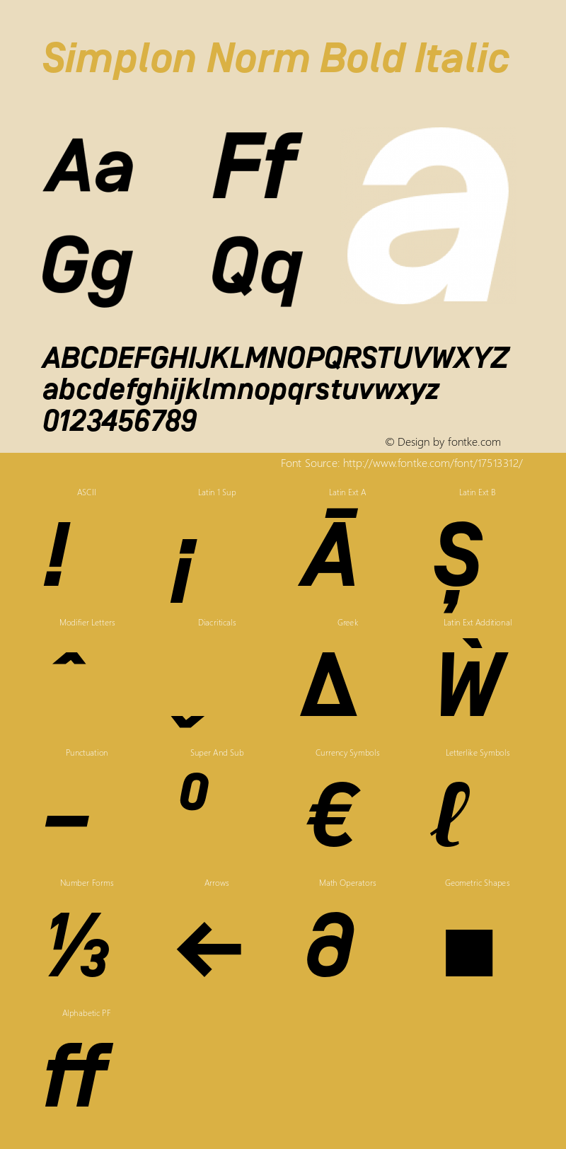 Simplon Norm Bold Italic Version 2.003 Font Sample