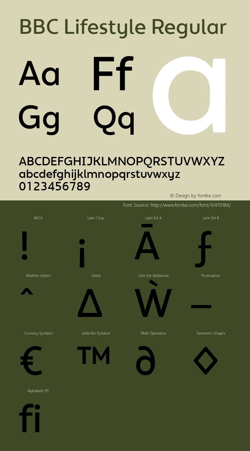 BBC Lifestyle Regular 1.000 Font Sample