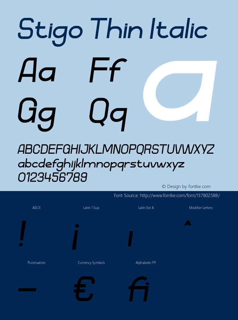 Stigo Thin Italic Version 1.001;Fontself Maker 3.5.4 Font Sample