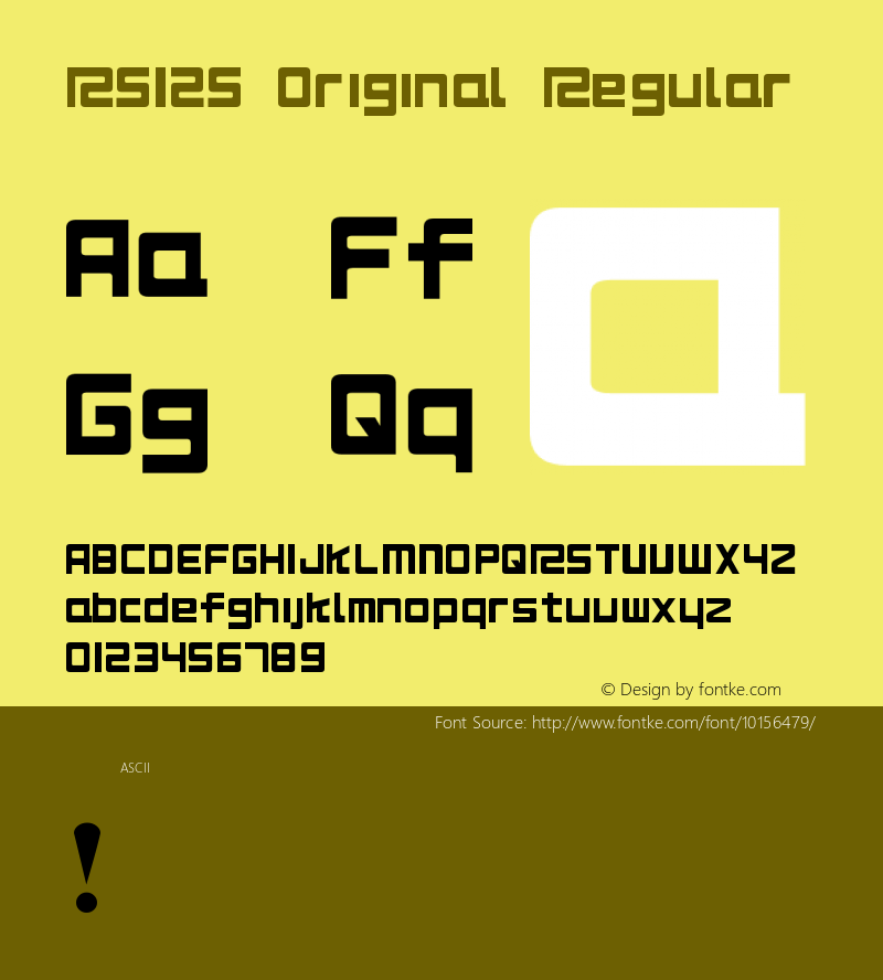 RS125 Original Regular 2.00 Font Sample