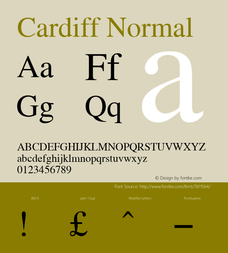 Cardiff Normal 2.0 Tue Jun 07 19:09:38 1994 Font Sample