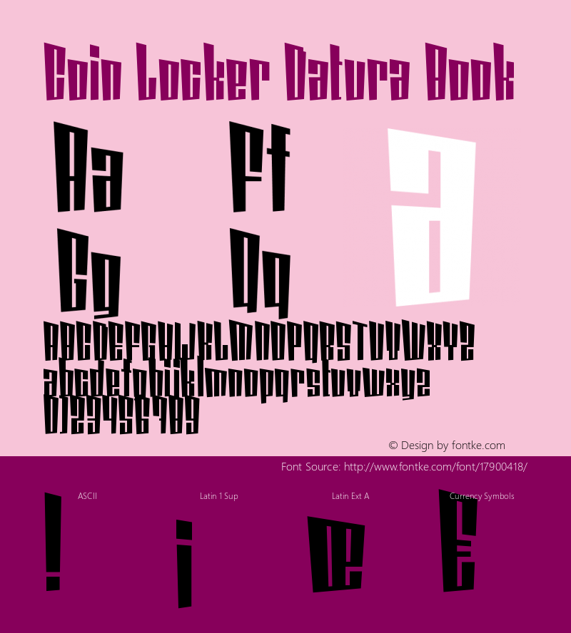 Coin Locker Datura Book Version 1.000 2005 initial r Font Sample