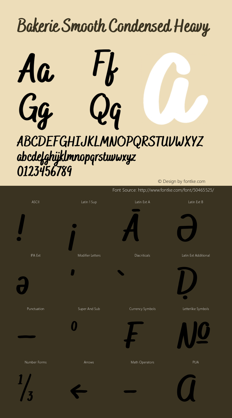 Bakerie Smooth Condensed Heavy Version 1.000;PS 001.000;hotconv 1.0.88;makeotf.lib2.5.64775 Font Sample