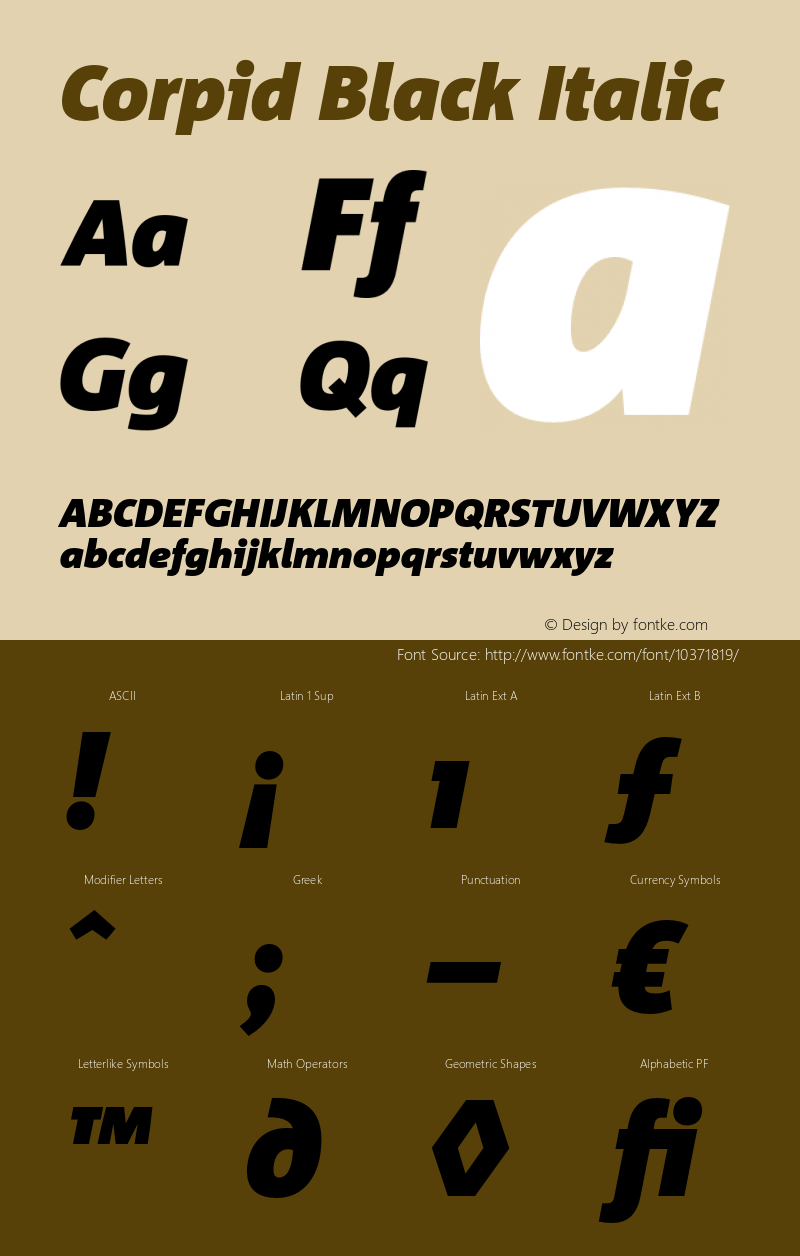 Corpid Black Italic 001.072 Font Sample