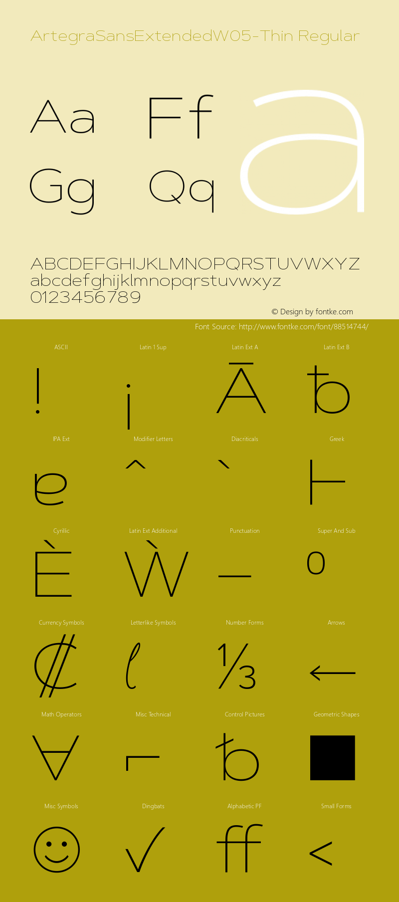 Artegra Sans Extended W05 Thin Version 1.004 Font Sample