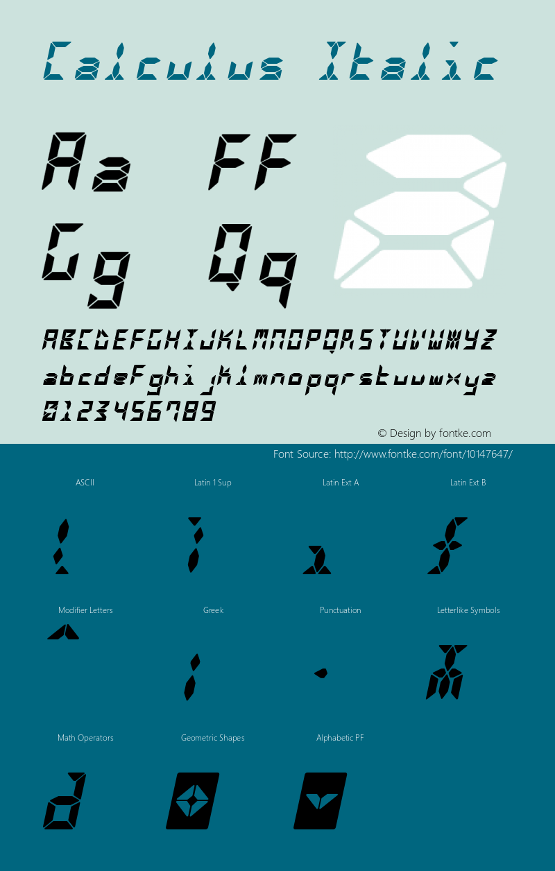 Calculus Italic Version 001.000 Font Sample