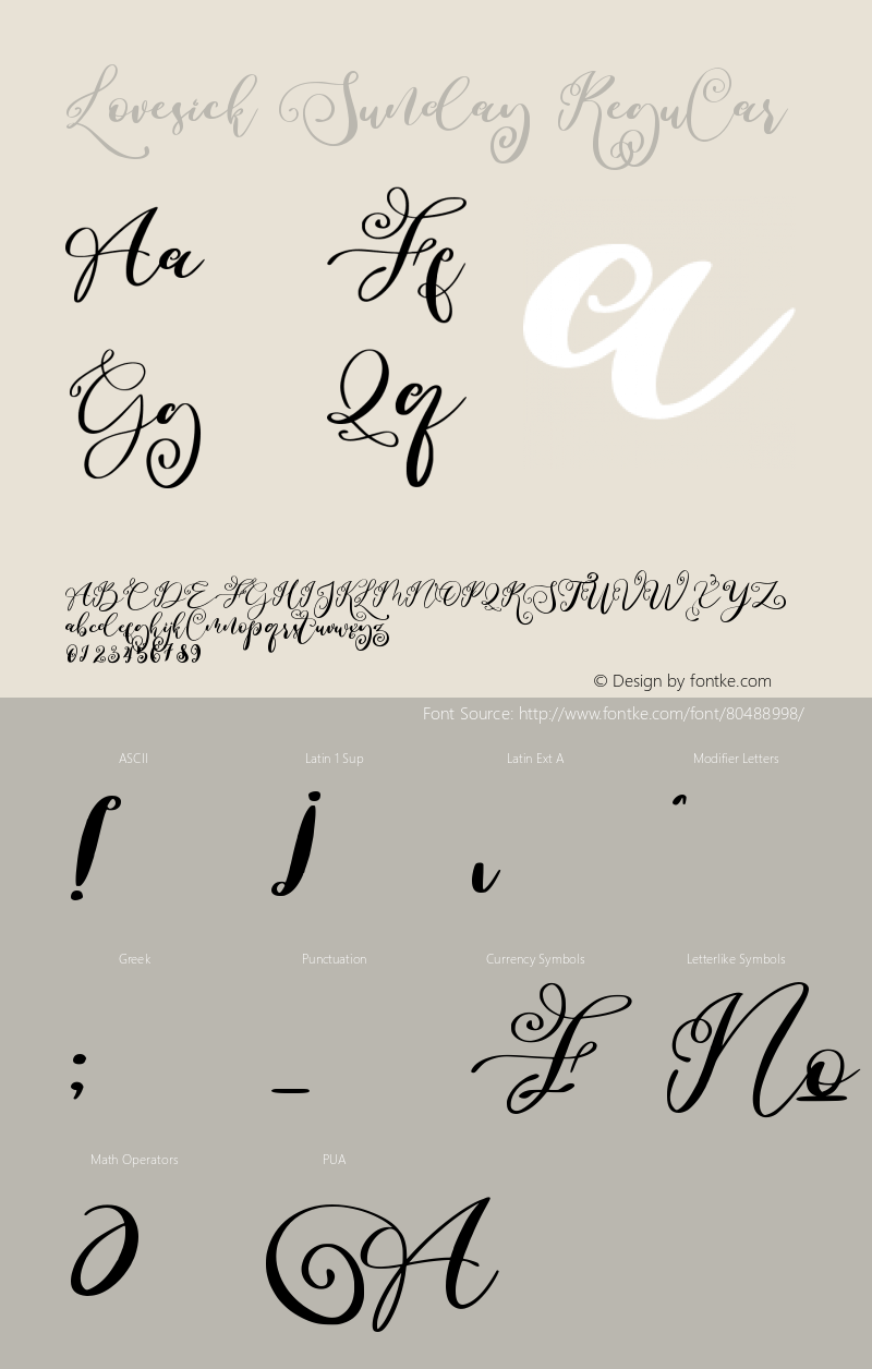 Lovesick Sunday Version 1.00;October 10, 2020;FontCreator 11.5.0.2430 64-bit Font Sample