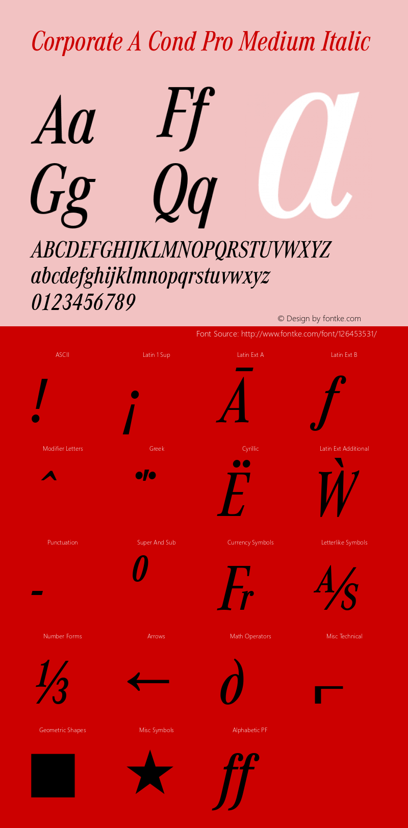 Corporate A Cond Pro Medium Italic Version 1.40 Font Sample