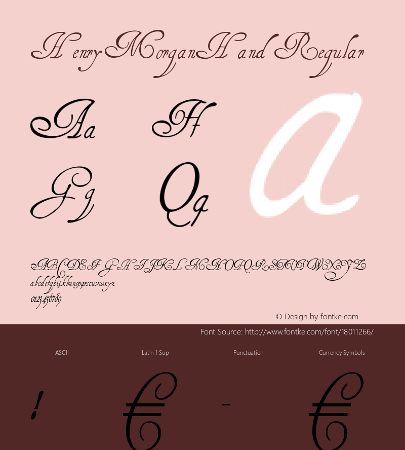 HenryMorganHand Regular 1.0 2004-11-08 Font Sample