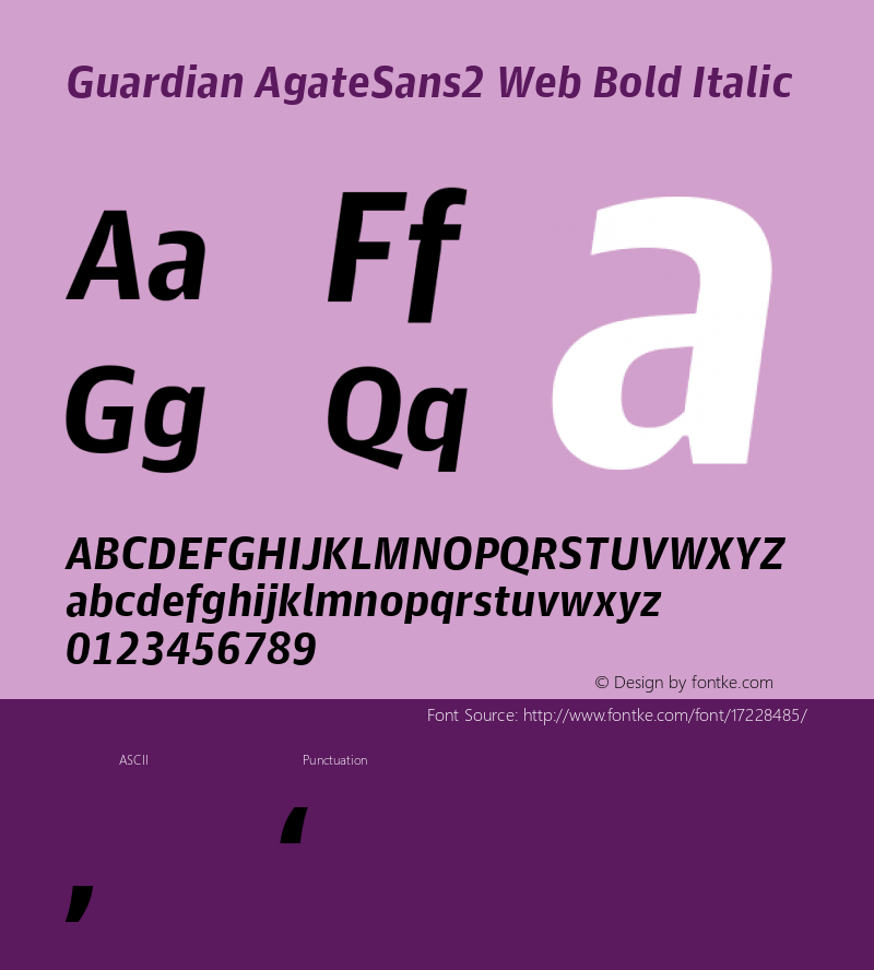 Guardian AgateSans2 Web Bold Italic Version 001.002 2011 Font Sample