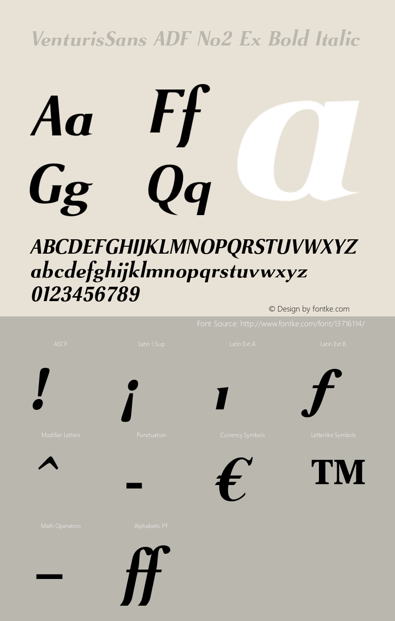 VenturisSans ADF No2 Ex Bold Italic 1.005;FFEdit Font Sample