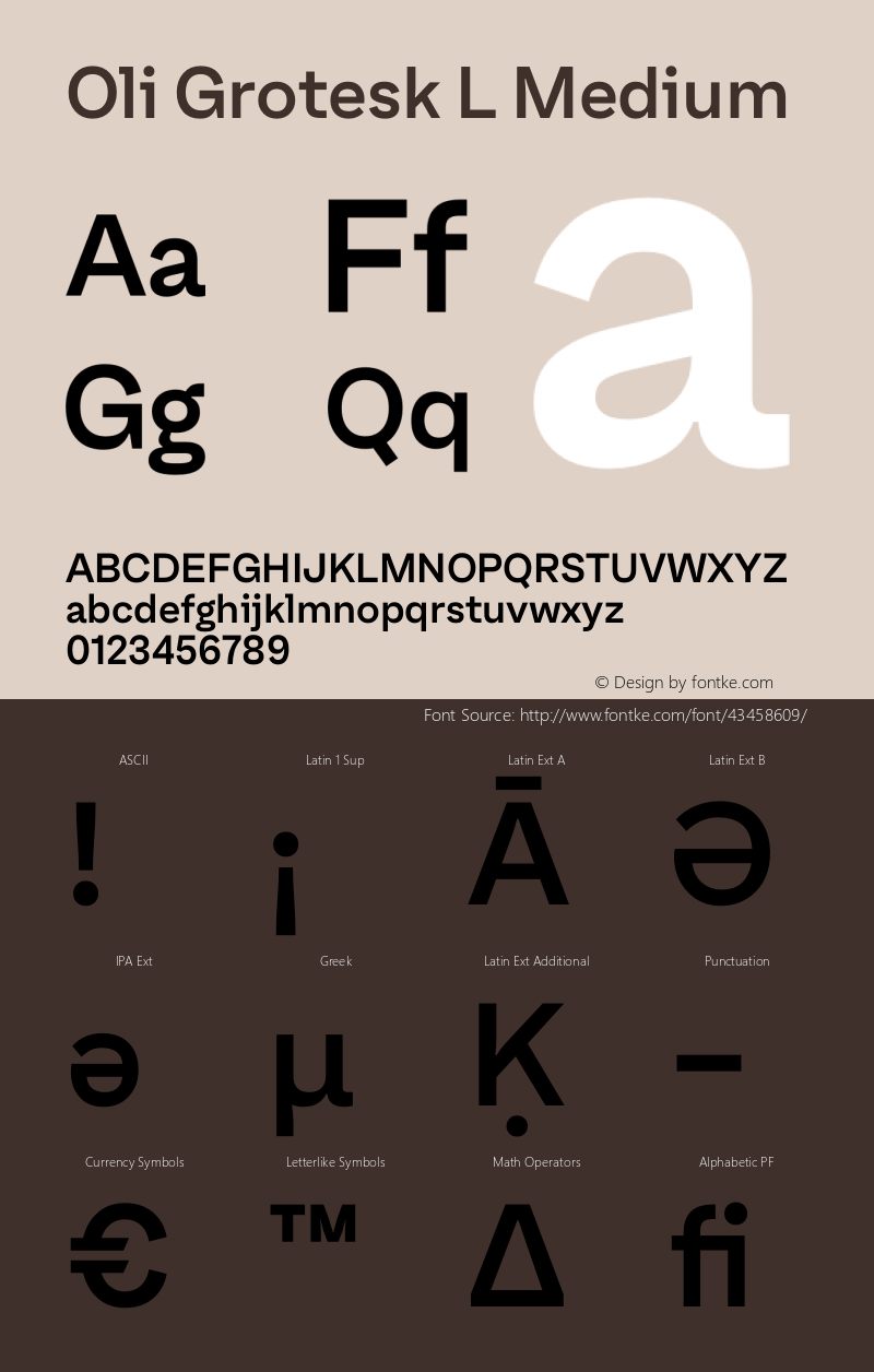 Oli Grotesk L Medium Version 1.000;hotconv 1.0.109;makeotfexe 2.5.65596 Font Sample