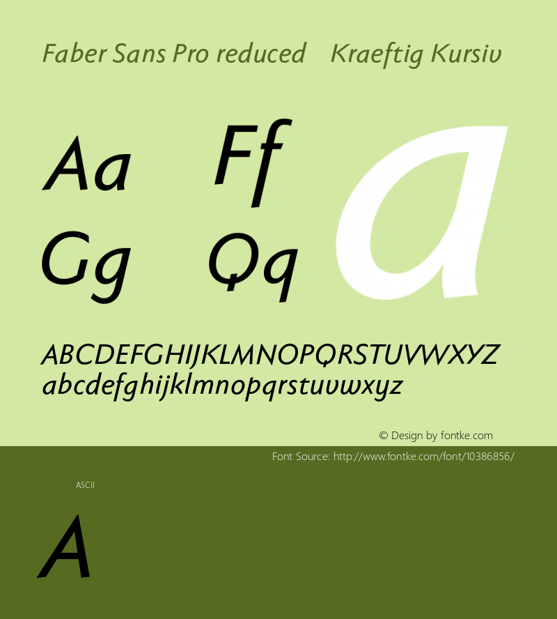 Faber Sans Pro reduced 66 Kraeftig Kursiv Version 4.013 Font Sample